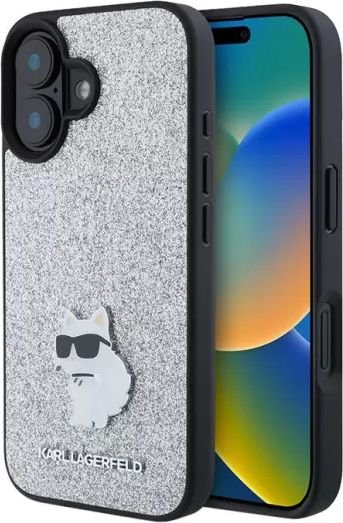 

Чехол для телефона Lagerfeld Fixed glitters NFT Choupette Metal pin для iPhone 16 KLHCP16SGCNPSG