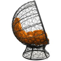 Кресло M-Group Кокос на подставке 11590407 (черный ротанг/оранжевая подушка)