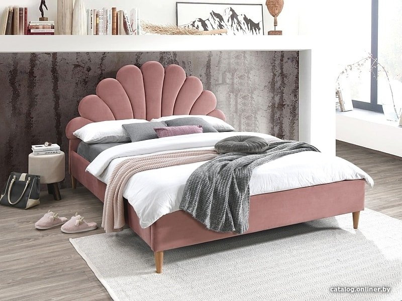 Кровать Signal Santana Velvet 160x200 (розовый)