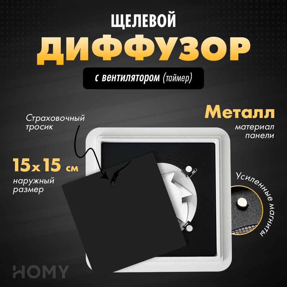 

Осевой вентилятор HOMY Air Квадратный с таймером AIR015 d150 (черный)