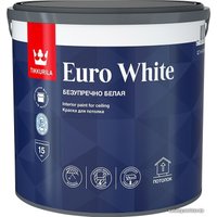 Краска Tikkurila Euro White для потолка 9 л (белый глубокоматовый)