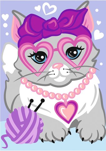 Картина по номерам Lori Гламурная кошечка Ркн-069