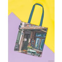 Сумка шоппер JoyArty Французские уличные кофейни ткань под лен bsh_53139