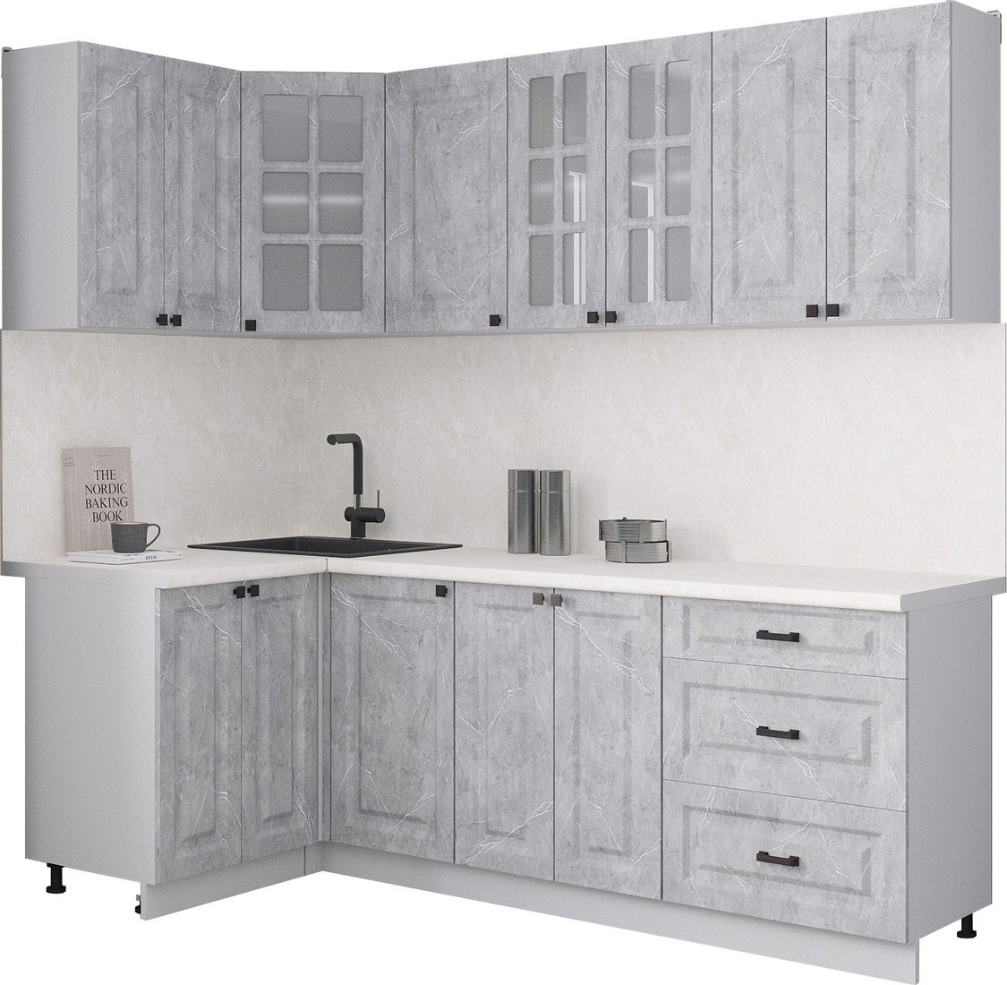 

Готовая кухня Интерлиния Мила Деко 1.2x2.2 (керамика/керамика/опал светлый)