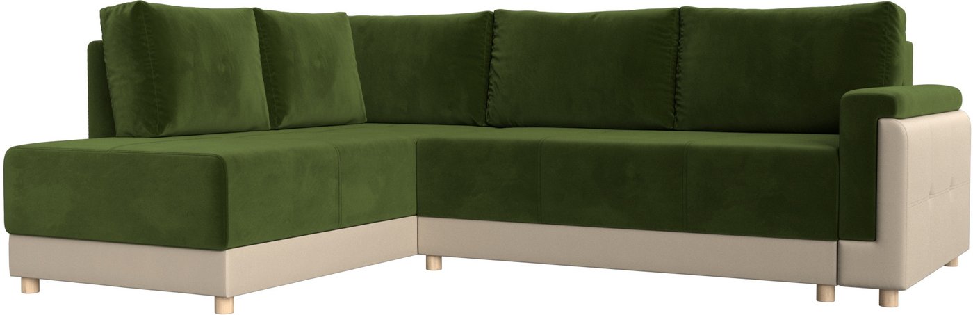 

Угловой диван Лига диванов Лига-024 левый 119306L (микровельвет зеленый/экокожа бежевый/подушки микровельвет зеленый)