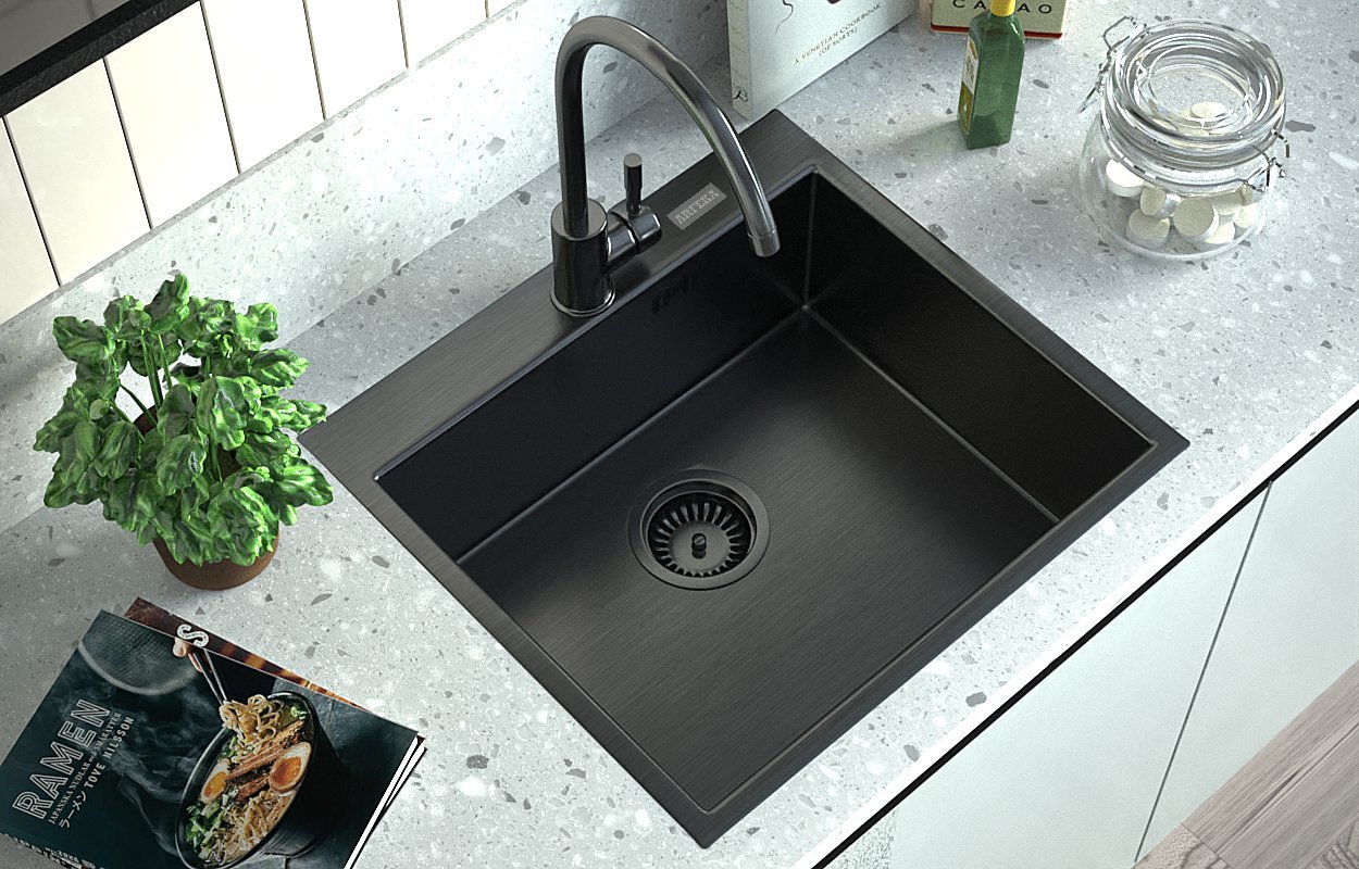 

Кухонная мойка ARFEKA AF 500*505 Black PVD Nano
