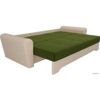 Диван Лига диванов Амстердам 28252 (микровельвет/экокожа, зеленый/бежевый)