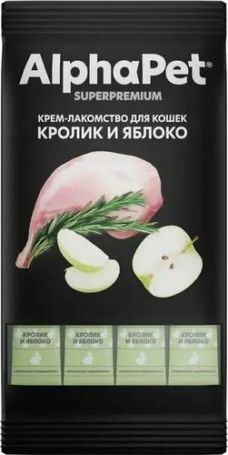 Лакомство для кошек AlphaPet Superpremium Крем-лакомство с кроликом и яблоком 48 г