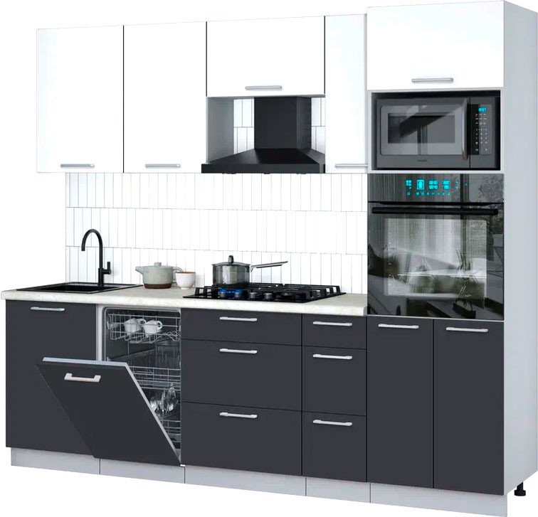 

Готовая кухня Интерлиния Мила Gloss 2.45-ПМ3 (пепел/белый/опал светлый)