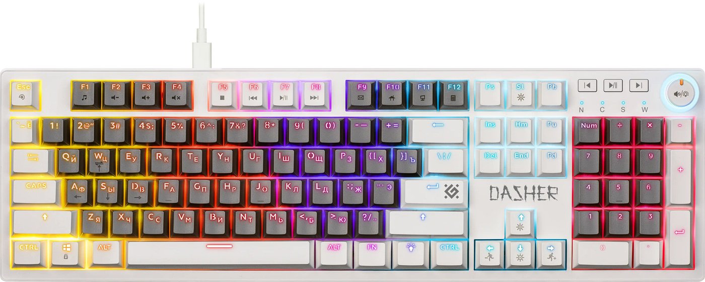 Клавиатура Defender Dasher GK-472 (серый/белый)
