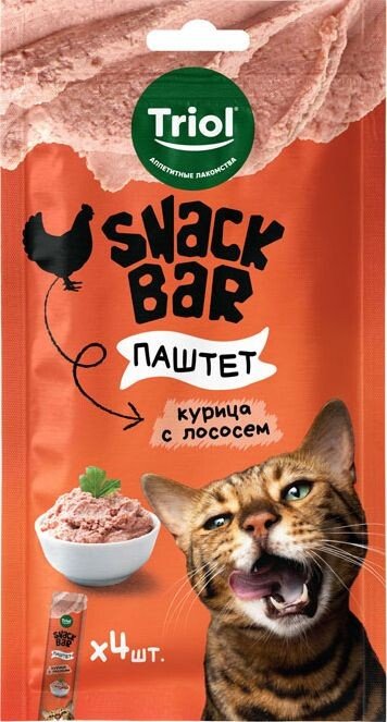 

Лакомство для кошек Triol Snack Bar Паштет из курицы с лососем (40 г)