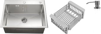 Кухонная мойка Schtoff Best Silver 6050 + коландер KR-1 GREY + дозатор SD-1 GREY