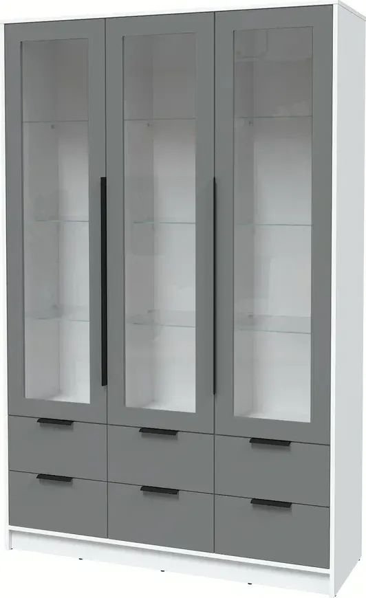 

Шкаф-витрина Интерлиния Концепт КТ-ШВ3 Глосс (белый платинум/серый)