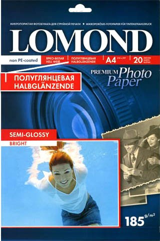 

Фотобумага Lomond Полуглянцевая А4 185 г/кв.м. 20 листов (1101306)