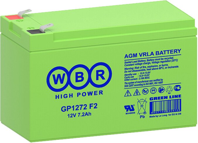 

Аккумулятор для ИБП WBR GP1272 F2 (12В/7.2 А·ч)