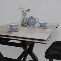 Кухонный стол Lepremo AV 2111 МДФ+керамика раздвижной 1200-1800x800 (белый глянцевый Pandora/черный)