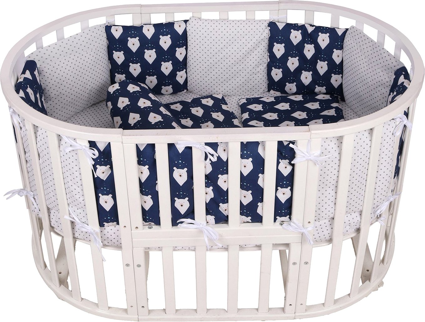 Детский комплект постельного белья Amarobaby Белые медведи (15 предметов, синий)