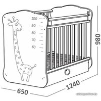 Классическая детская кроватка СКВ-Компани СКВ-4 Жираф (белый) 440001