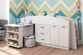 Кровать-чердак Астрид-Мебель Каприз 12 80x190 (анкор белый)