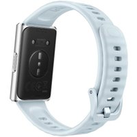 Фитнес-браслет Huawei Band 11 Pro (серебристый, с голубым силиконовым ремешком, международная версия)