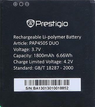 

Аккумулятор для телефона Prestigio PAP4505BA