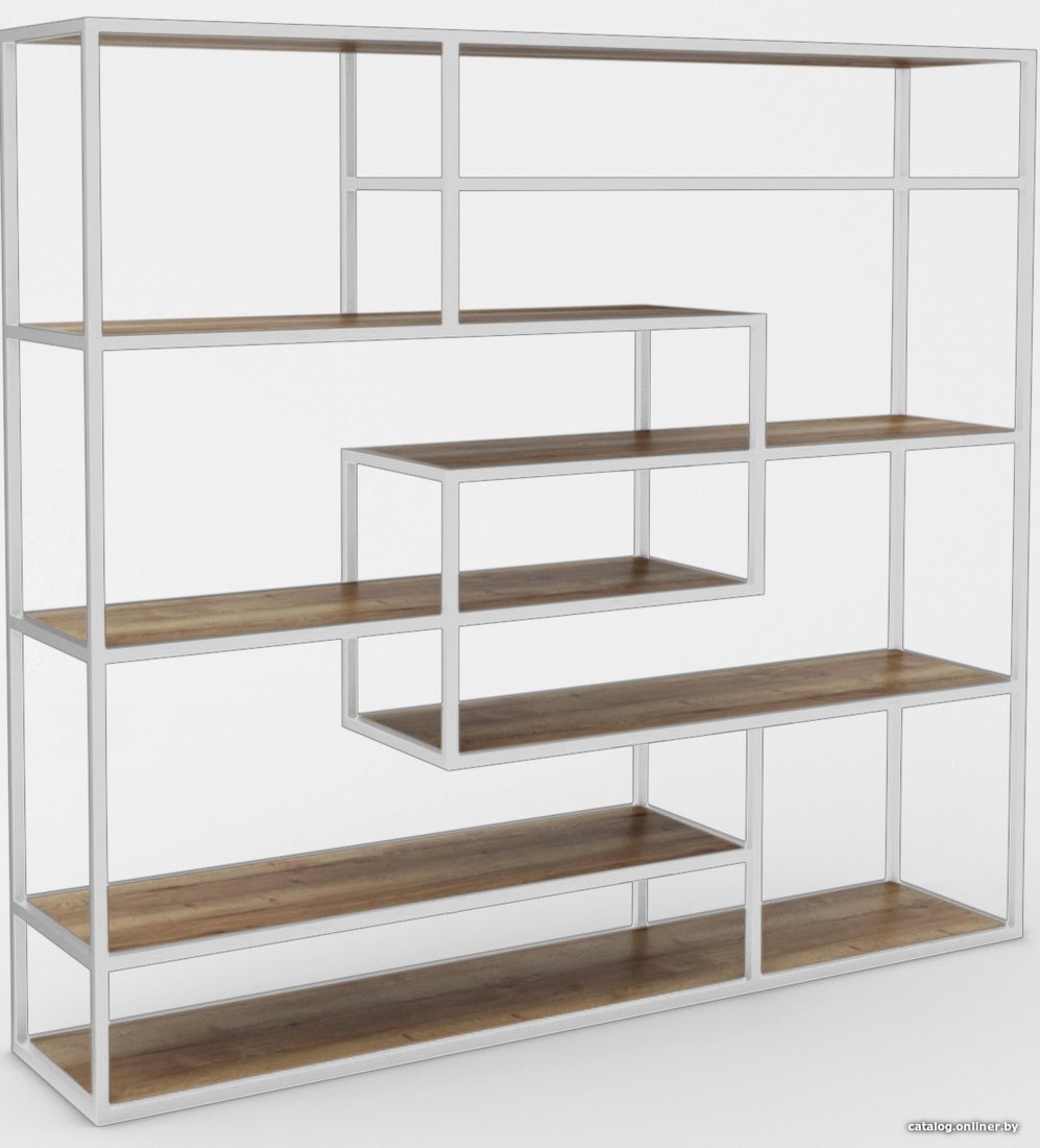 Стеллаж Hype Mebel Зиг-Заг 200x150 (белый/дуб галифакс олово)