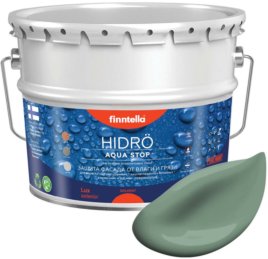 

Краска Finntella Hidro Naamiointi F-14-1-9-FL041 9 л (зеленый)