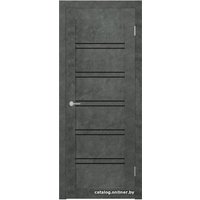 Межкомнатная дверь Юркас Stark ST5 ДО 80x200 (бетон темный, стекло lacobel черный лак)