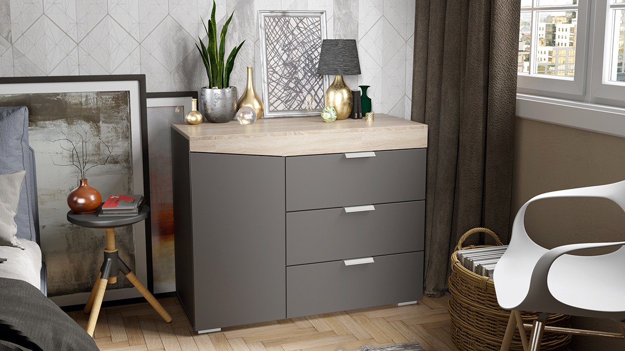 

Комод Трия Тип 1 (дуб сонома/графит серый)