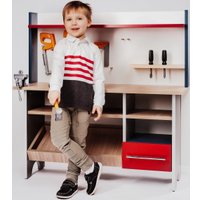 Верстак-стол игрушечный UC Mebel Мастерская (красный/синий)