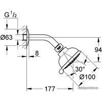 Верхний душ Grohe Tempesta Rustic 100 26089001