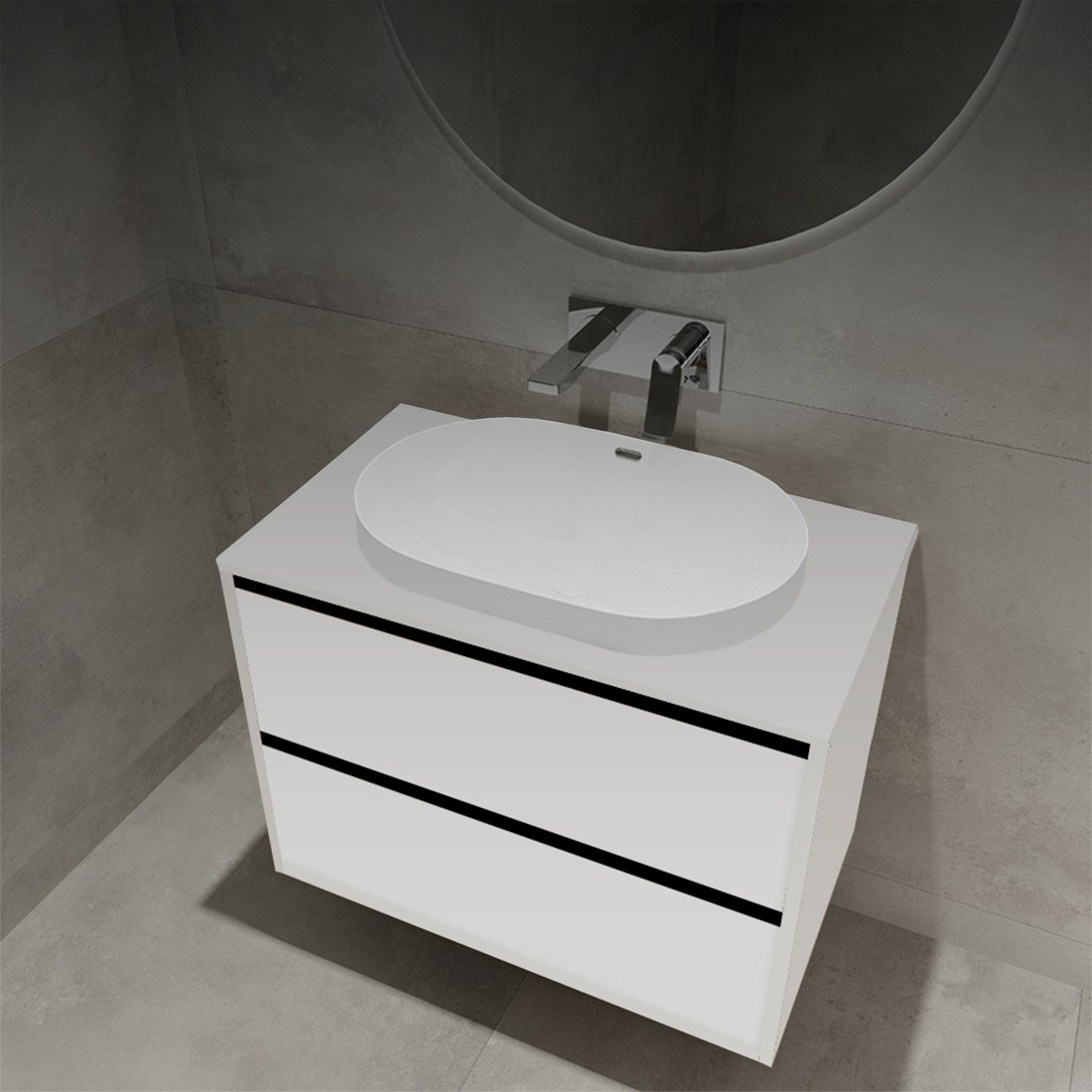 

ЗОВ Тумба с умывальником Парма 80 P80LWP0MWMC1B-LDSPW6002 (белый матовый)