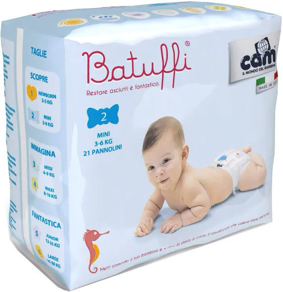 

Подгузники CAM Pannolino Batuffi Mini 2 3-6 кг (21 шт)