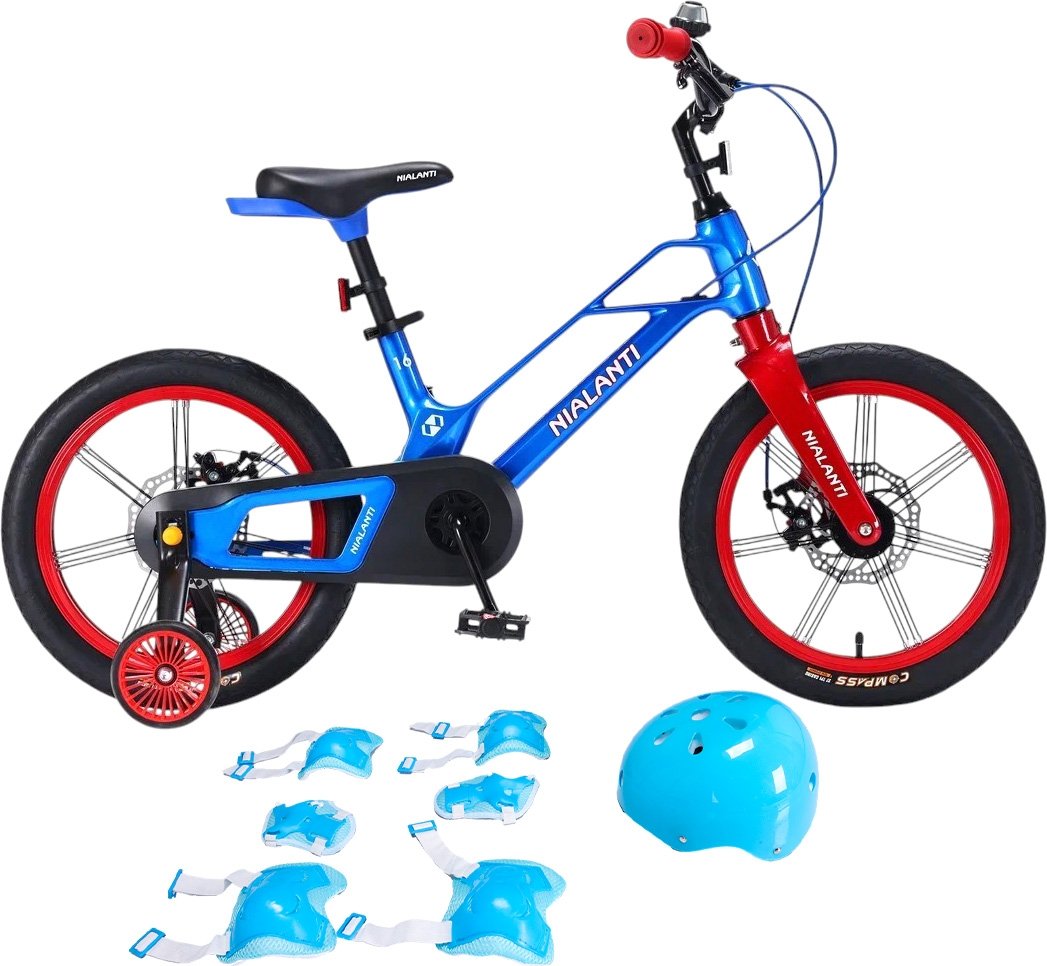 

Детский велосипед Nialanti Magic 16 MD 2025 (синий, с комплектом защиты, разобранный)