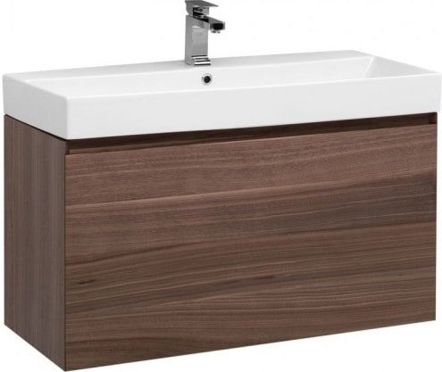 

Aquanet Тумба Нью-Йорк 100 с умывальником Slim Synergy 100 (орех)