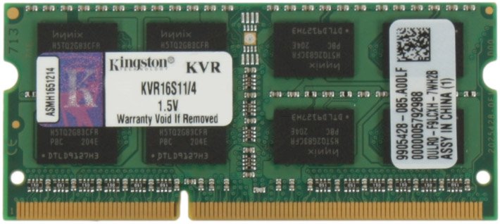 

Оперативная память Kingston ValueRAM 4GB DDR3 SO-DIMM PC3-12800 (KVR16S11/4)