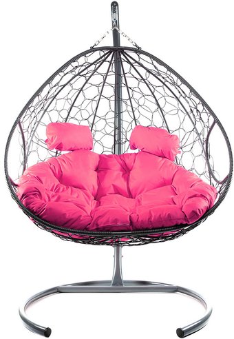 M-Group Для двоих 11450308 (серый ротанг/розовая подушка)