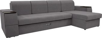 Угловой диван Сириус Лидер-13 с оттоманкой ППУ 330x165 (Eva 07 велюр темно-серый)