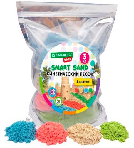 

Песок кинетический BRAUBERG 666005 (4 цвета, 3 кг)