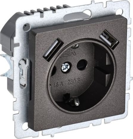 

Розетка IEK Brite BR-R14-16-U21-D21-K45