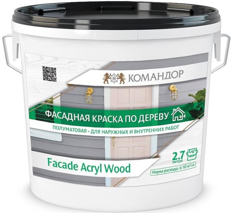 

Краска Командор Facade Acryl Wood База 1 2.7 л (белый)
