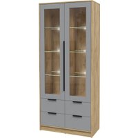 Шкаф-витрина Интерлиния Концепт КТ-ШВ2 с подсветкой (серебро/дуб золотой)