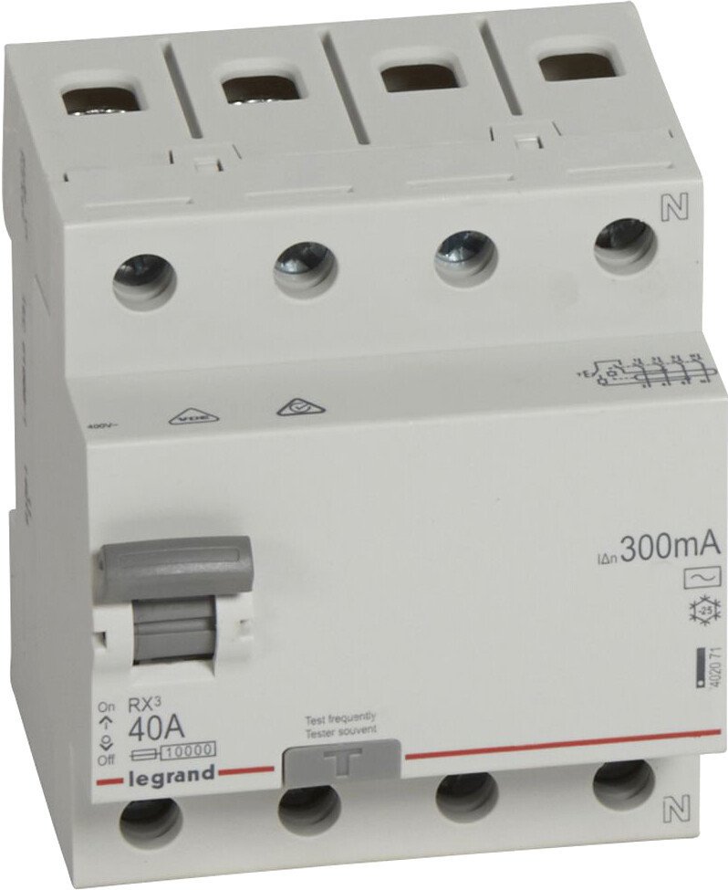 

Устройство защитного отключения Legrand RХ3 4P 40A 300mA 10kA 4M АС 402071