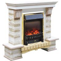 Каминокомплект Смолком Stone Montebello+Fobos FX Brass RB-STD 5BRFX (белый ваниль/патина коричневая)