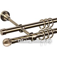 Карниз для штор АС ФОРОС Grace D16K/16Г + наконечники Сфера (1.6м, антик)