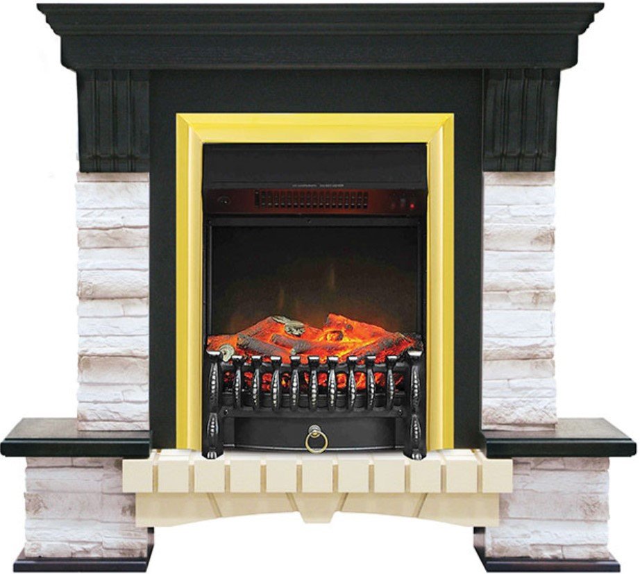 

Каминокомплект Smolcom Stone Montebello STD с Fobos-FX Brass RB (темный орех)