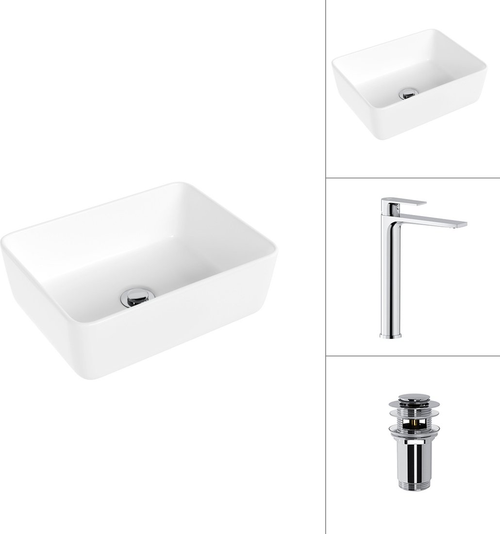 Умывальник Lauter 21674B + Reef 21CK8678C с донным клапаном 21190CH (хром)