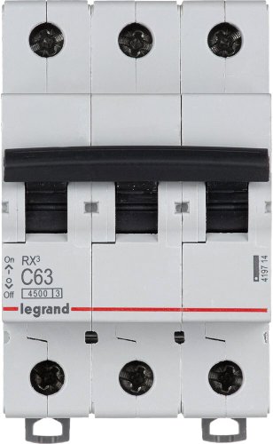 Выключатель автоматический Legrand RX3 3P C 63A 4.5кА 3M 419714