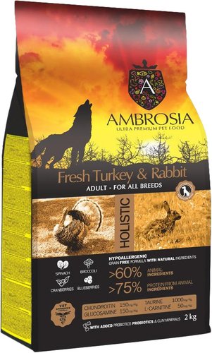 Ambrosia Adult All Breeds Fresh Turkey & Rabbit (для всех пород с индейкой и кроликом) 2 кг