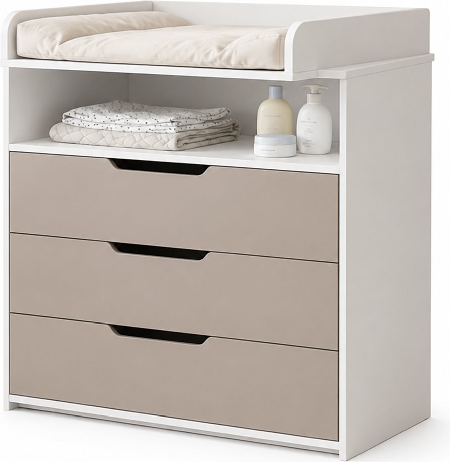 Детский комод VDK 800/3 (белый/капучино)